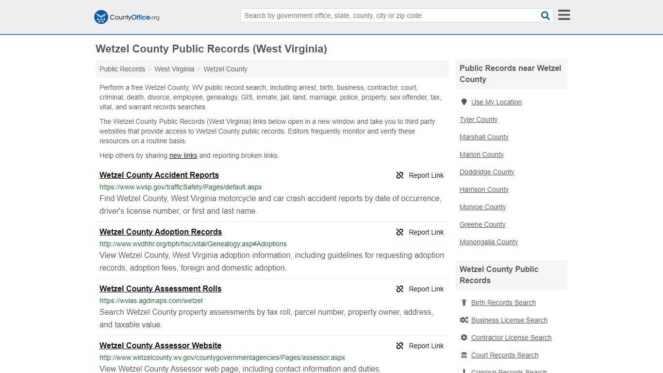 Wetzel County Public Records (West Virginia) - County Office
